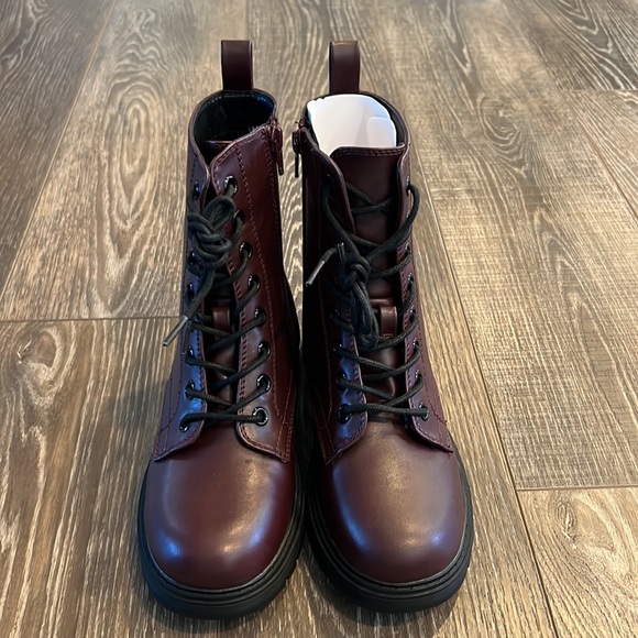 Burgundy Combat Boots - Picture 3 of 8
